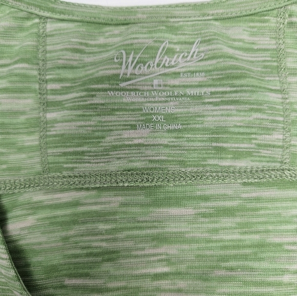Woolrich Athleisure Top XXL Zip Pocket Dri Release Green Slim Fit Ruched Tee NWT - Picture 6 of 16